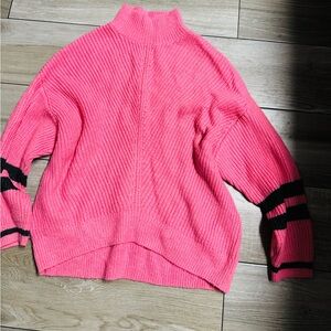 Express Pink Cowl Neck Sweater with Black Accents
